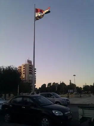 Saadallah al-Jabiri square, Aleppo, the Syrian flag