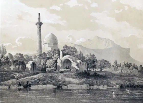 Shaherestan village , near Isfahan 2 by Eugène Flandin