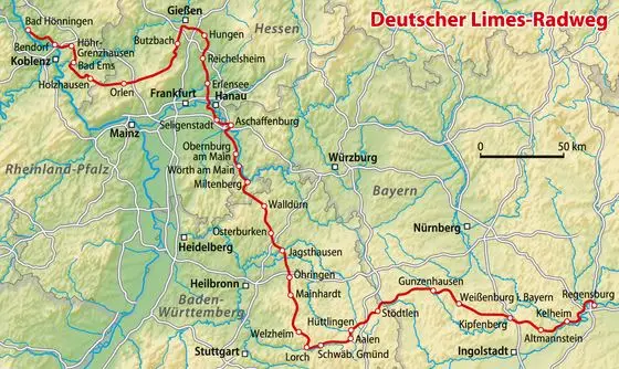 Karte Limes-Radweg