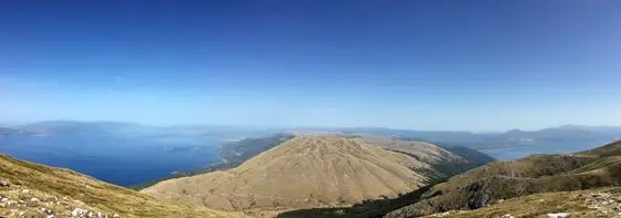Panorama View of Ohrid and Prespa Lakes from top of Galicica