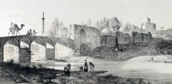 Shaherestan village , near Isfahan 1 by Eugène Flandin