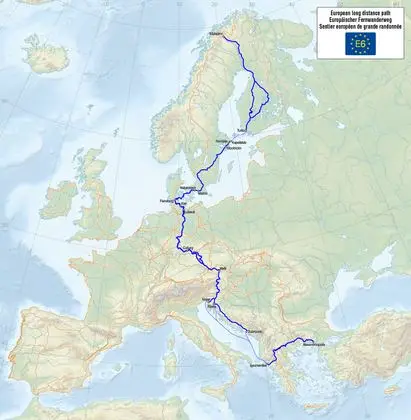 Map of the European Long Distance Path E6