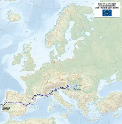 Map of the European Long Distance Path E7